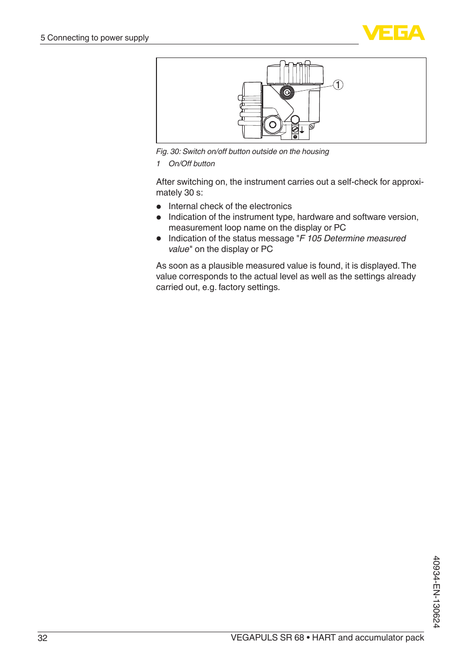 VEGA VEGAPULS SR 68 HART and accumulator pack User Manual | Page 32 / 76