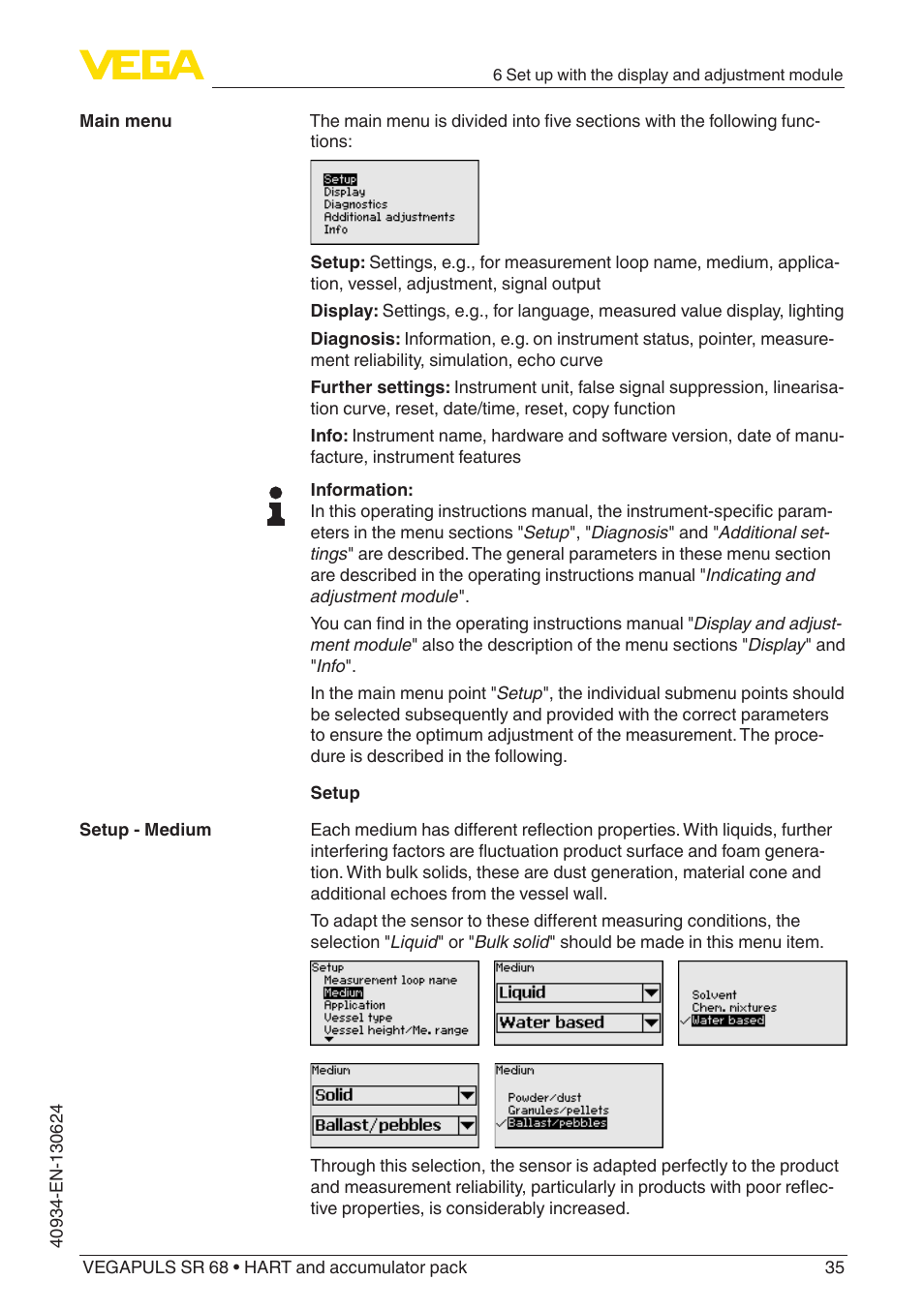 VEGA VEGAPULS SR 68 HART and accumulator pack User Manual | Page 35 / 76