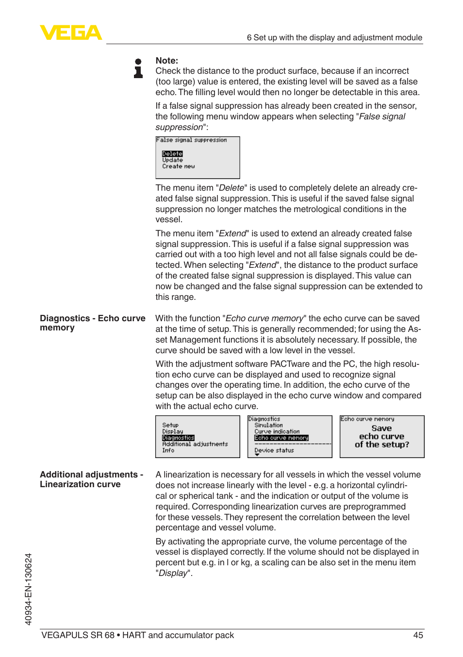 VEGA VEGAPULS SR 68 HART and accumulator pack User Manual | Page 45 / 76