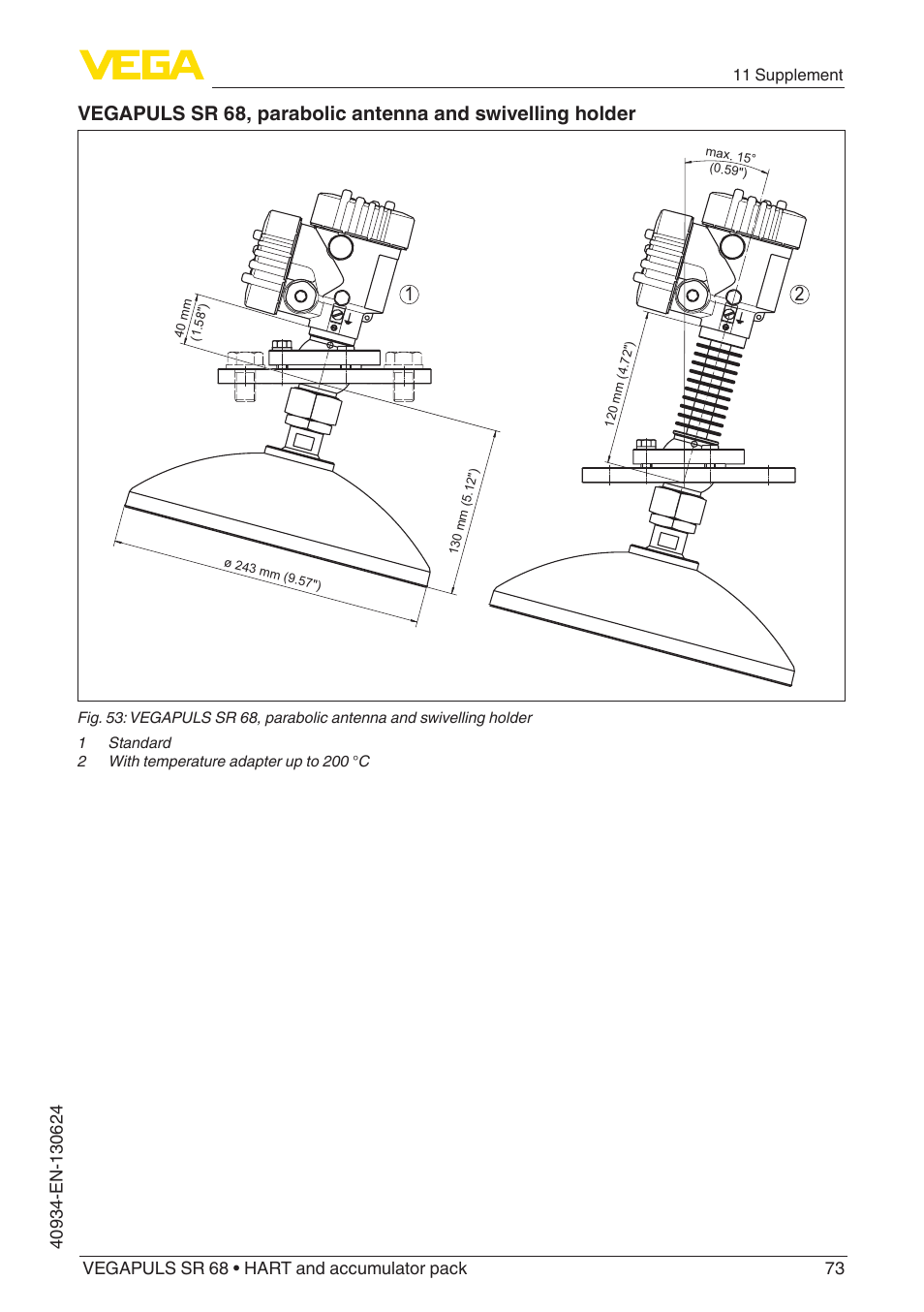 VEGA VEGAPULS SR 68 HART and accumulator pack User Manual | Page 73 / 76