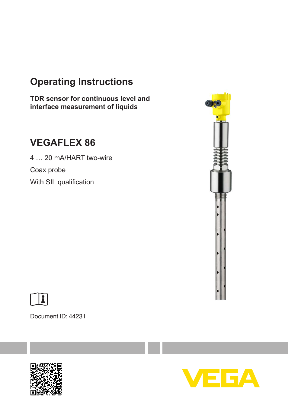 VEGA VEGAFLEX 86 4 … 20 mA_HART two-wire Coax probe With SIL qualification User Manual | 92 pages