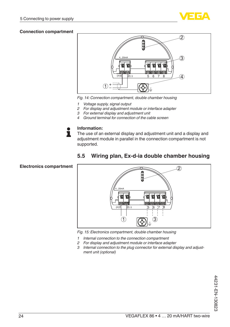 5 wiring plan, ex-d-ia double chamber housing | VEGA VEGAFLEX 86 4 … 20 mA_HART two-wire Coax probe With SIL qualification User Manual | Page 24 / 92