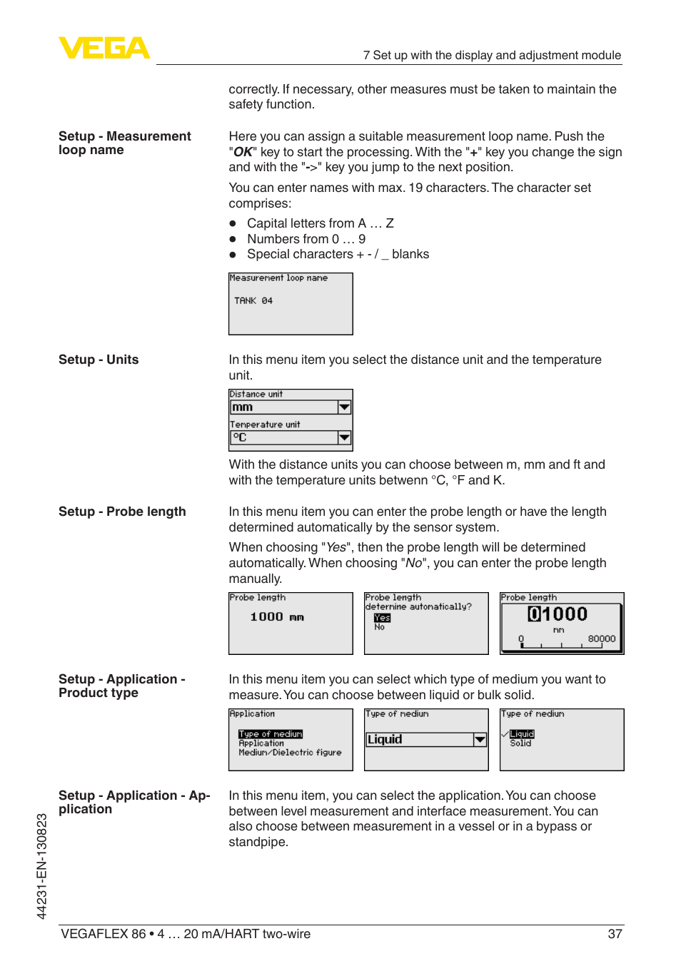 VEGA VEGAFLEX 86 4 … 20 mA_HART two-wire Coax probe With SIL qualification User Manual | Page 37 / 92