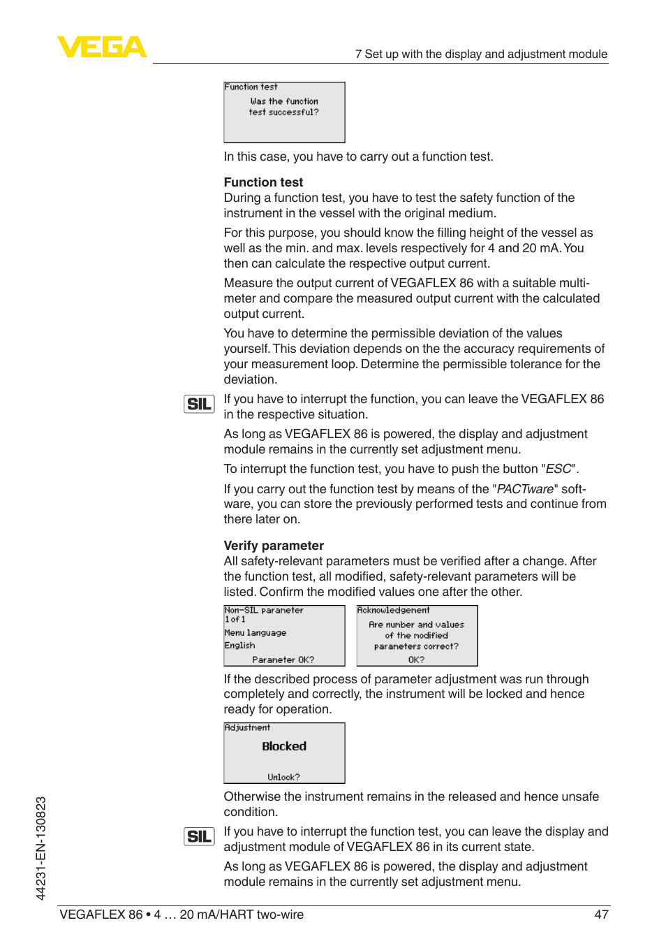 VEGA VEGAFLEX 86 4 … 20 mA_HART two-wire Coax probe With SIL qualification User Manual | Page 47 / 92