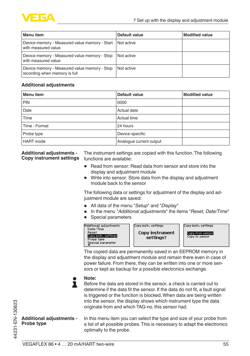 VEGA VEGAFLEX 86 4 … 20 mA_HART two-wire Coax probe With SIL qualification User Manual | Page 55 / 92