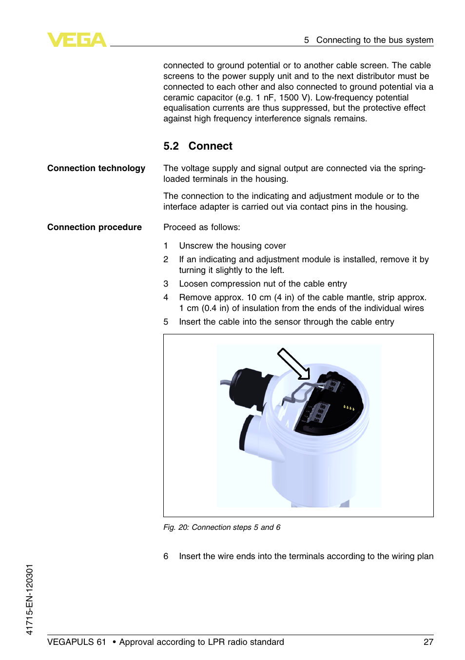 2 connect | VEGA VEGAPULS 61 (≥ 2.0.0 - ≥ 4.0.0) Profibus PA Approval according to LPR radio standard User Manual | Page 27 / 92