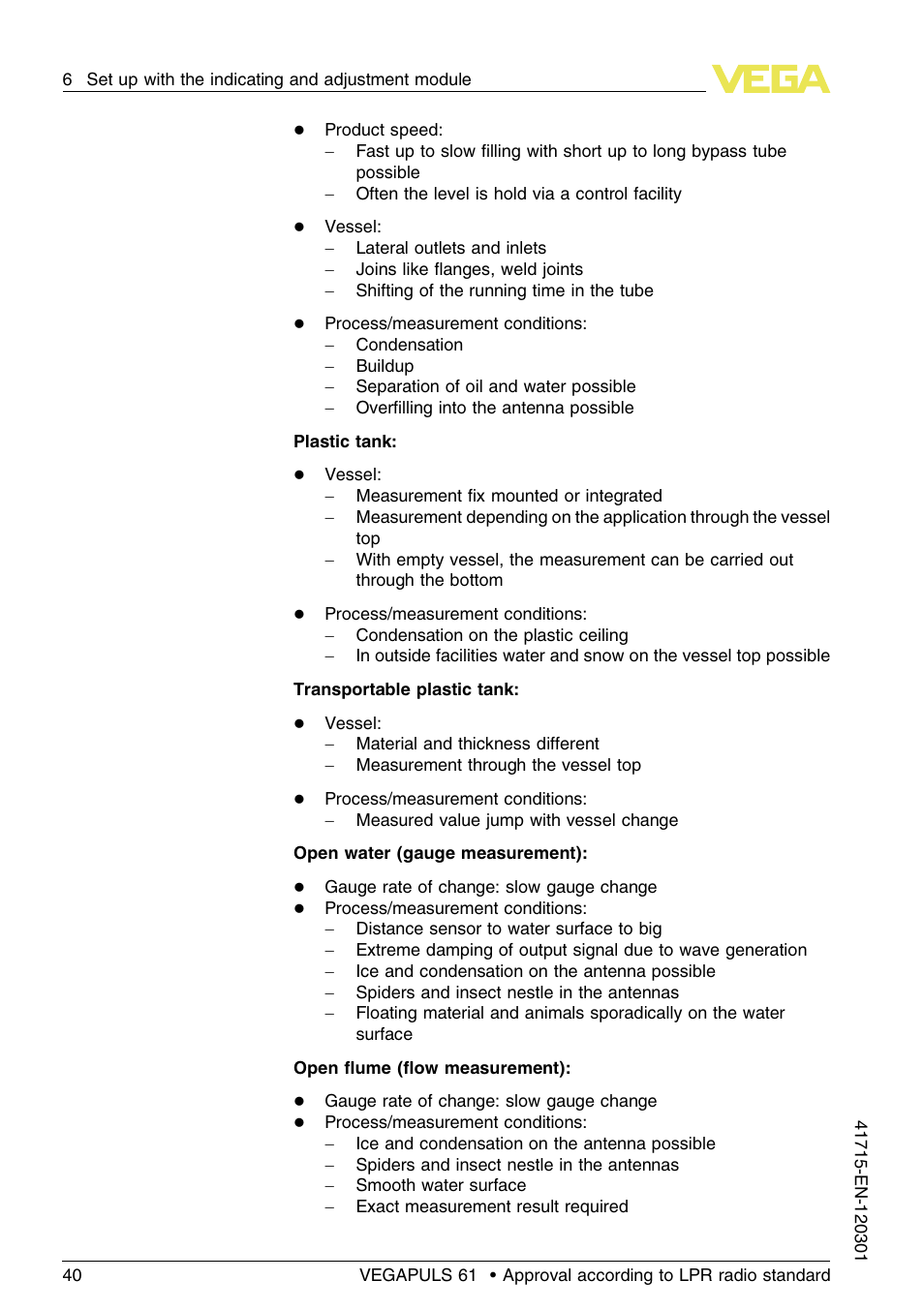 VEGA VEGAPULS 61 (≥ 2.0.0 - ≥ 4.0.0) Profibus PA Approval according to LPR radio standard User Manual | Page 40 / 92