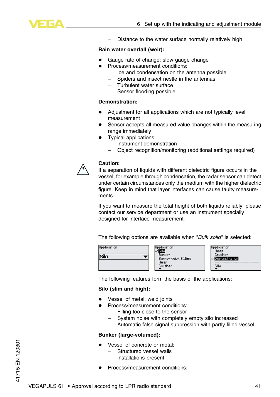 VEGA VEGAPULS 61 (≥ 2.0.0 - ≥ 4.0.0) Profibus PA Approval according to LPR radio standard User Manual | Page 41 / 92