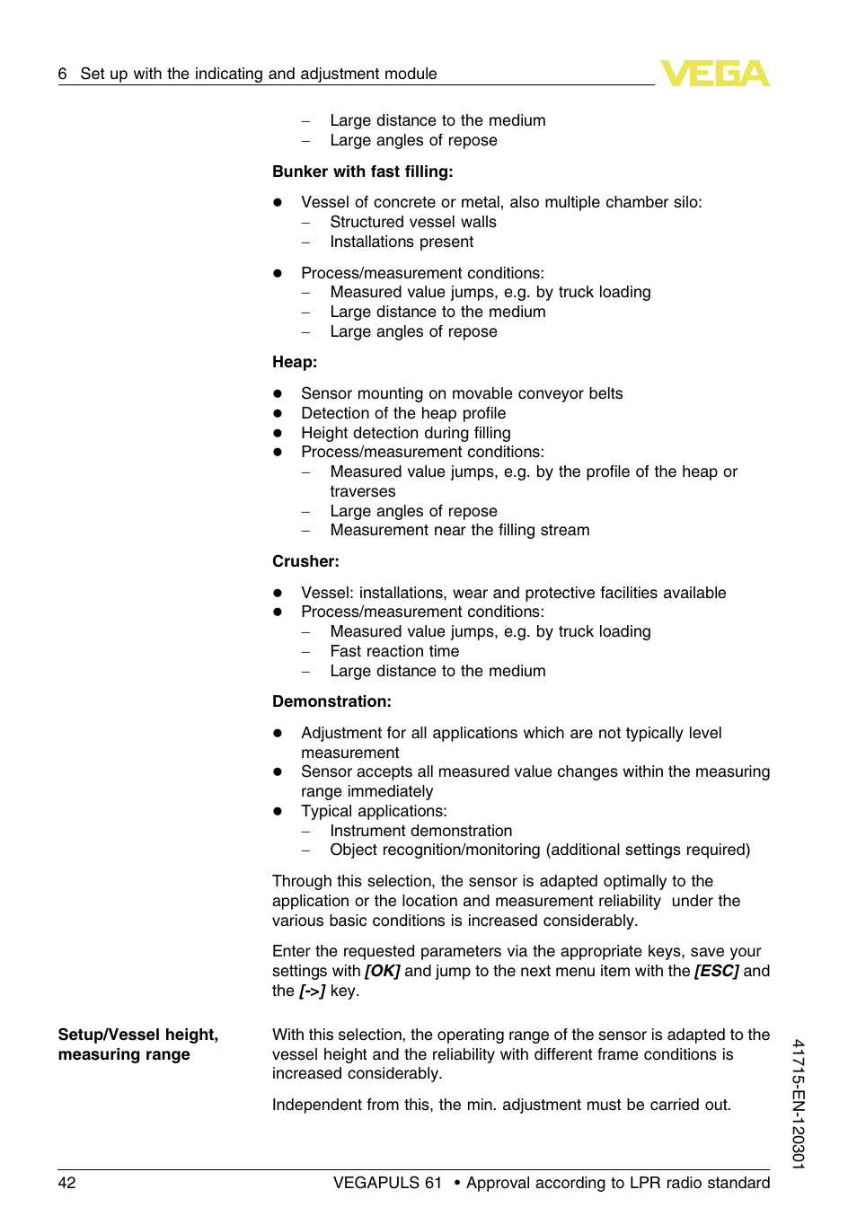 VEGA VEGAPULS 61 (≥ 2.0.0 - ≥ 4.0.0) Profibus PA Approval according to LPR radio standard User Manual | Page 42 / 92
