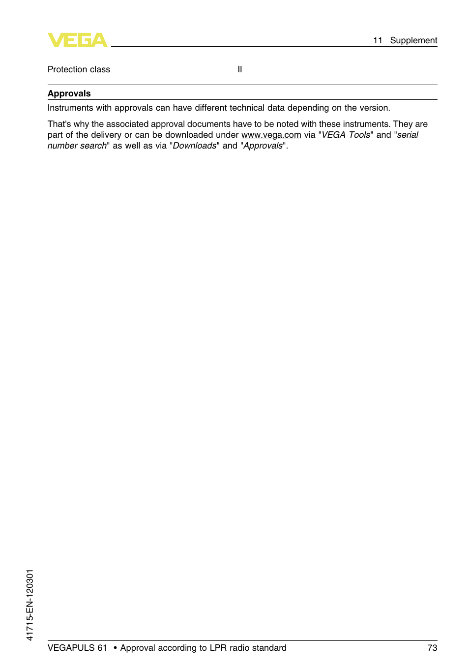 VEGA VEGAPULS 61 (≥ 2.0.0 - ≥ 4.0.0) Profibus PA Approval according to LPR radio standard User Manual | Page 73 / 92
