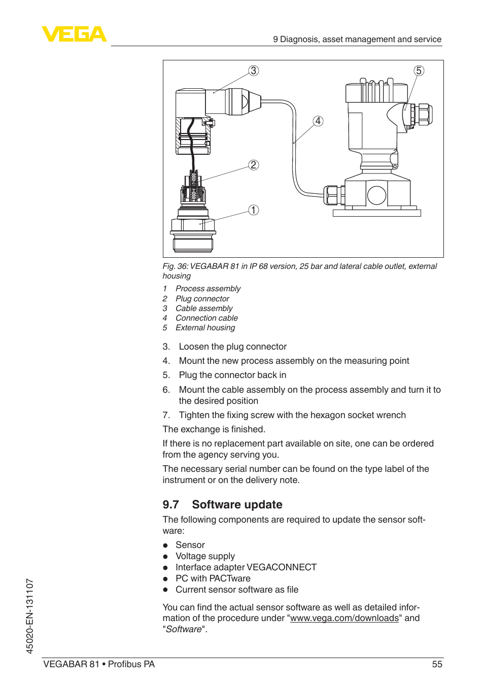 7 software update | VEGA VEGABAR 81 Profibus PA - Operating Instructions User Manual | Page 55 / 84