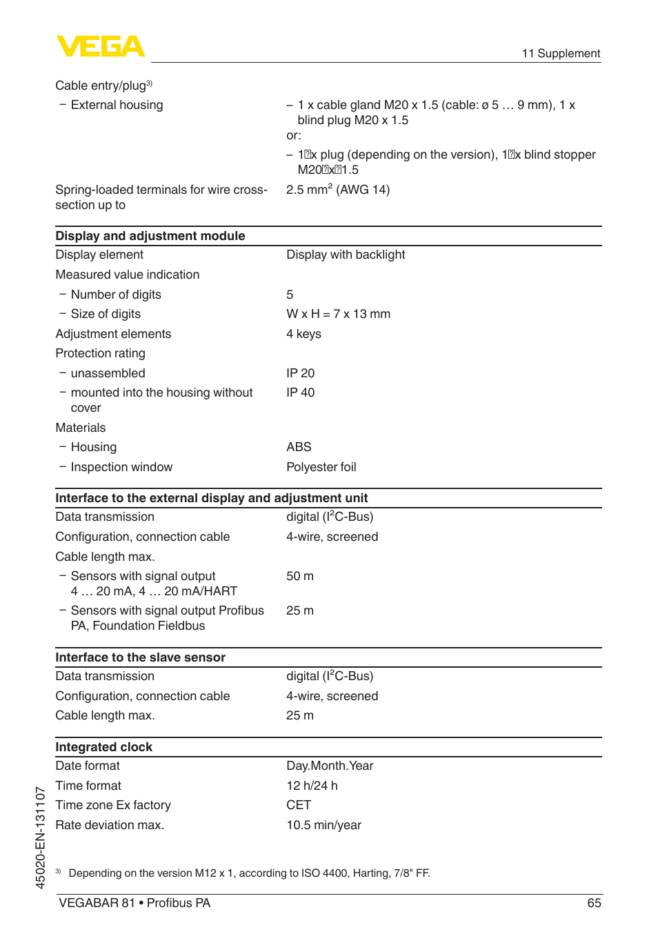 VEGA VEGABAR 81 Profibus PA - Operating Instructions User Manual | Page 65 / 84