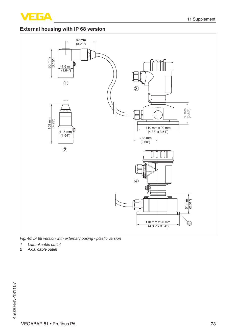 External housing with ip 68 version | VEGA VEGABAR 81 Profibus PA - Operating Instructions User Manual | Page 73 / 84