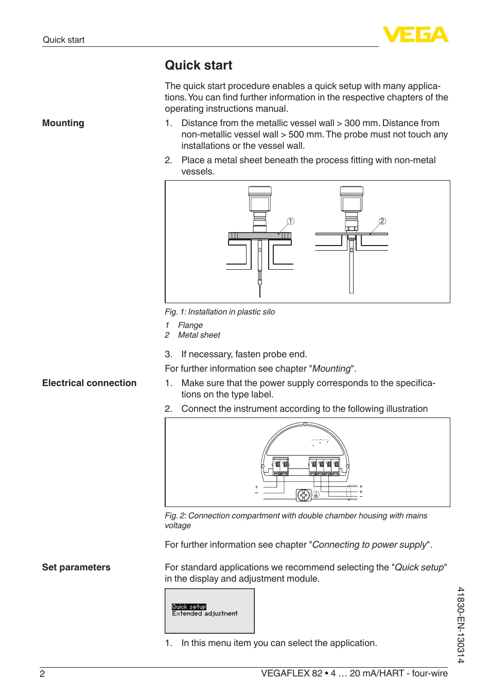 Quick start | VEGA VEGAFLEX 82 4 … 20 mA_HART four-wire User Manual | Page 2 / 84