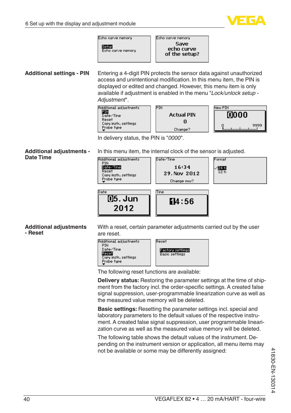 VEGA VEGAFLEX 82 4 … 20 mA_HART four-wire User Manual | Page 40 / 84