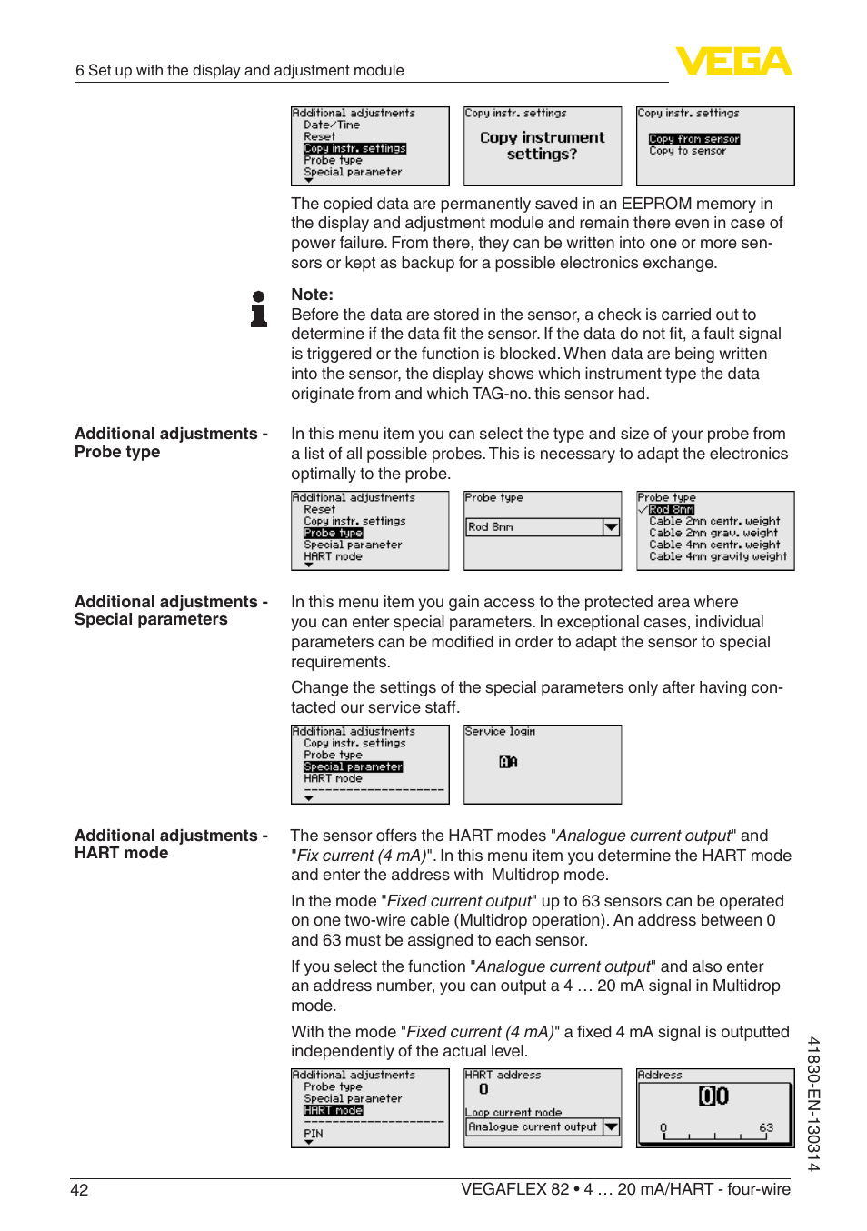 VEGA VEGAFLEX 82 4 … 20 mA_HART four-wire User Manual | Page 42 / 84