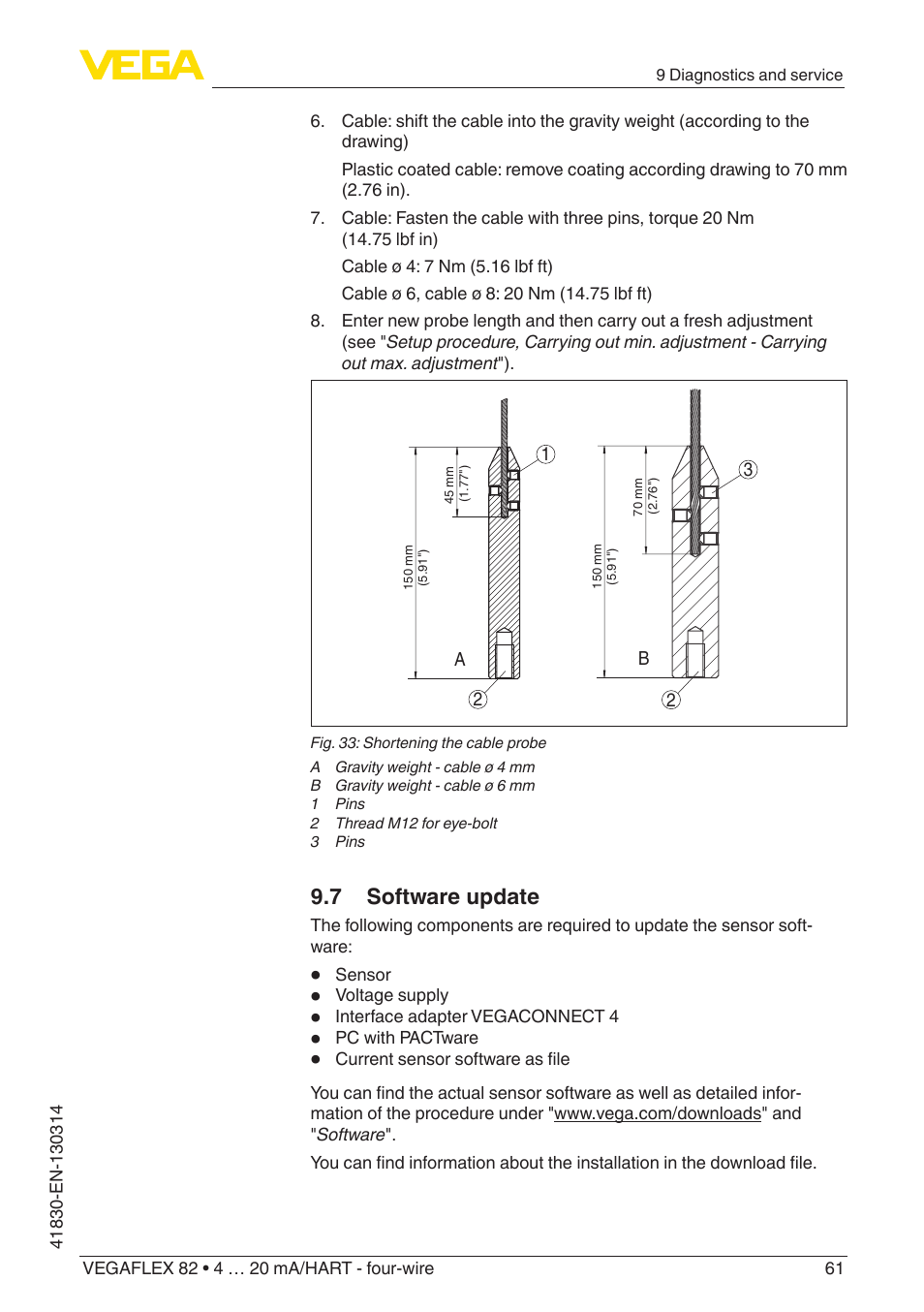 7 software update | VEGA VEGAFLEX 82 4 … 20 mA_HART four-wire User Manual | Page 61 / 84