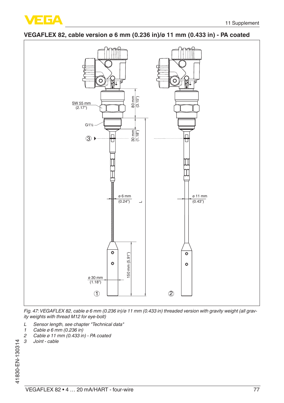 VEGA VEGAFLEX 82 4 … 20 mA_HART four-wire User Manual | Page 77 / 84
