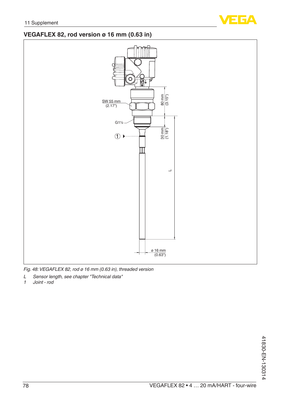 VEGA VEGAFLEX 82 4 … 20 mA_HART four-wire User Manual | Page 78 / 84