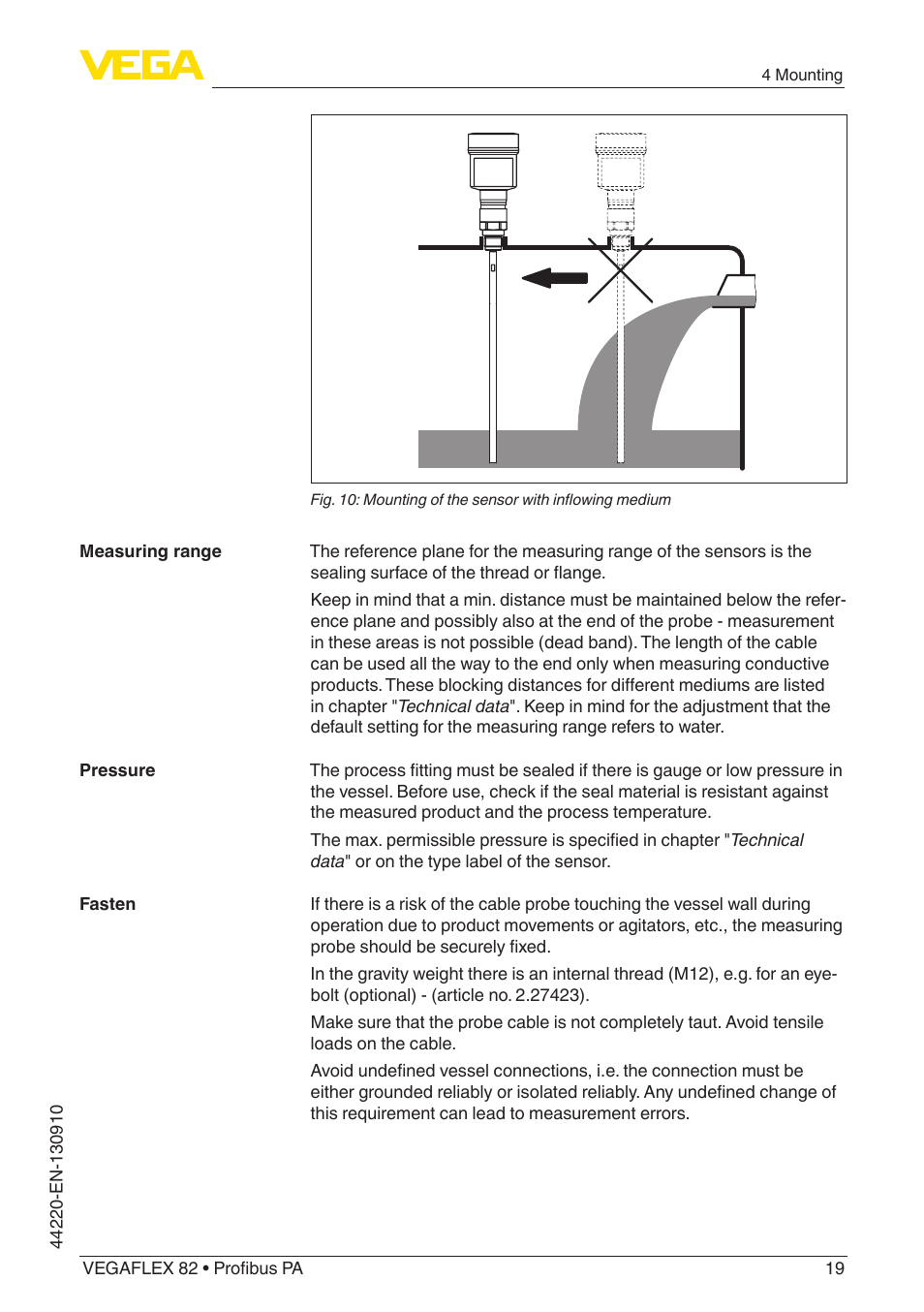 VEGA VEGAFLEX 82 Profibus PA User Manual | Page 19 / 100