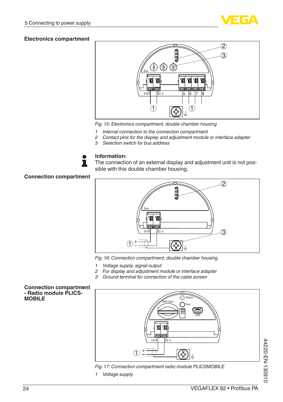 5 connecting to power supply | VEGA VEGAFLEX 82 Profibus PA User Manual | Page 24 / 100