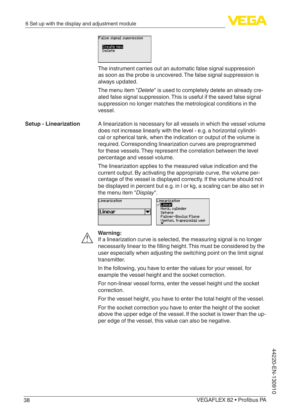 VEGA VEGAFLEX 82 Profibus PA User Manual | Page 38 / 100