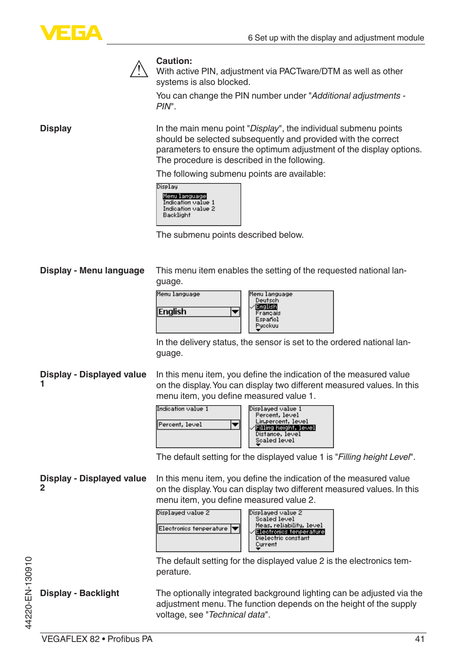 VEGA VEGAFLEX 82 Profibus PA User Manual | Page 41 / 100