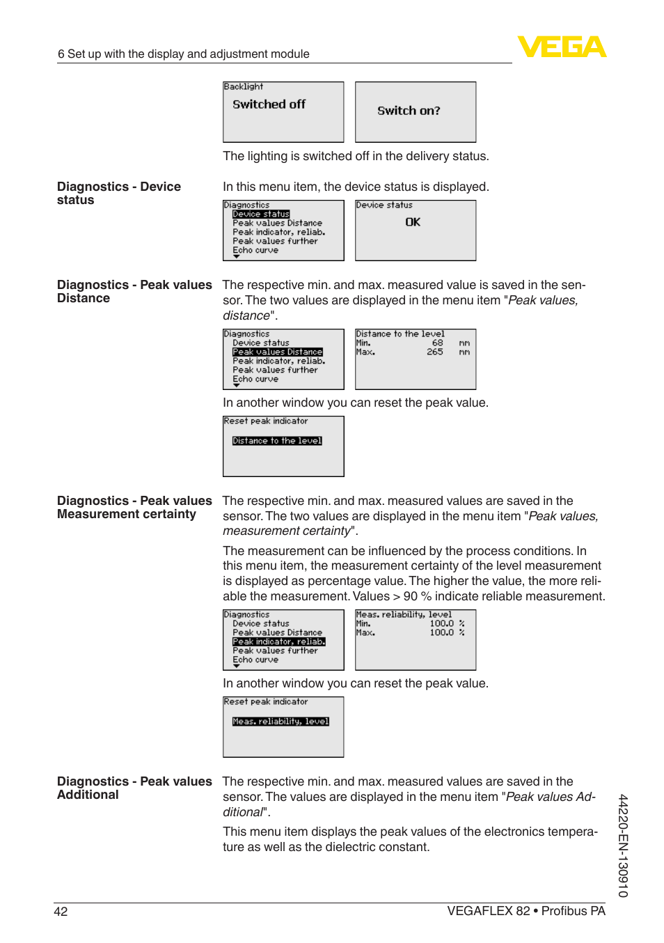 VEGA VEGAFLEX 82 Profibus PA User Manual | Page 42 / 100
