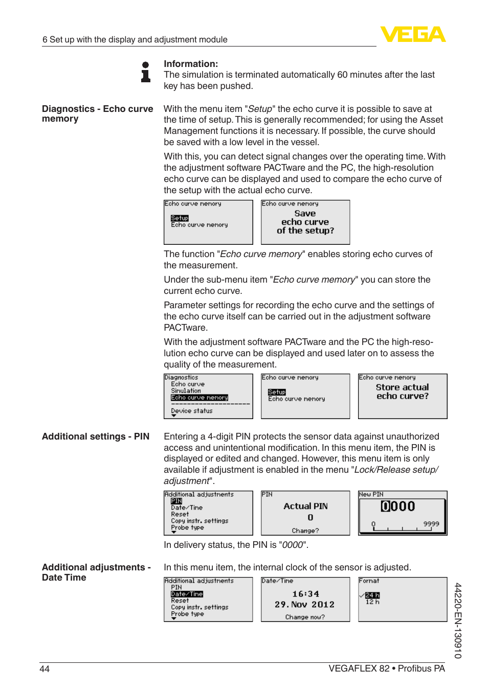 VEGA VEGAFLEX 82 Profibus PA User Manual | Page 44 / 100