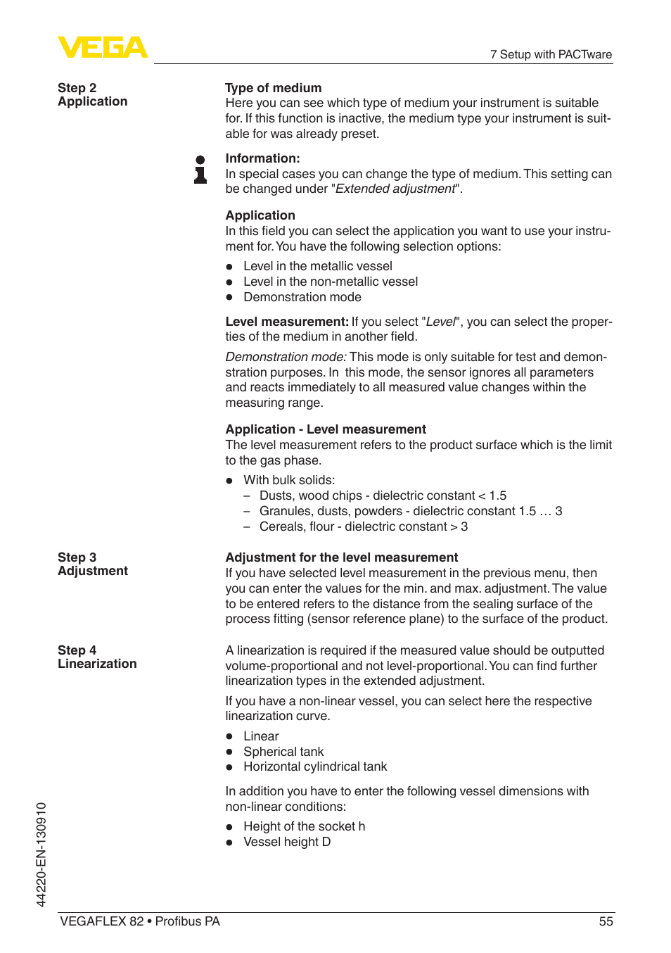 VEGA VEGAFLEX 82 Profibus PA User Manual | Page 55 / 100