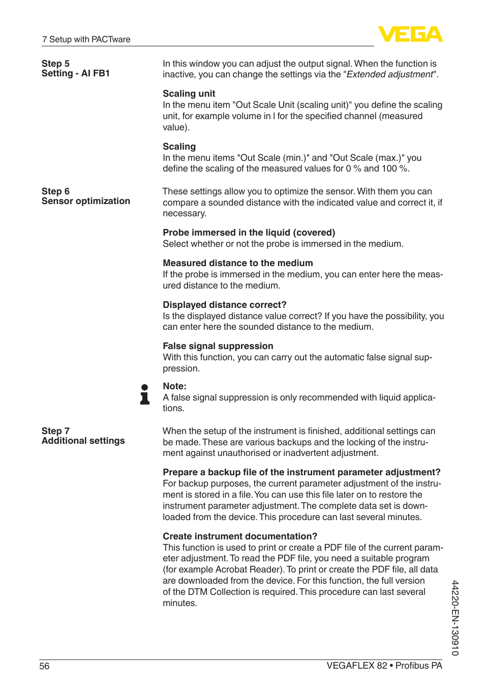 VEGA VEGAFLEX 82 Profibus PA User Manual | Page 56 / 100