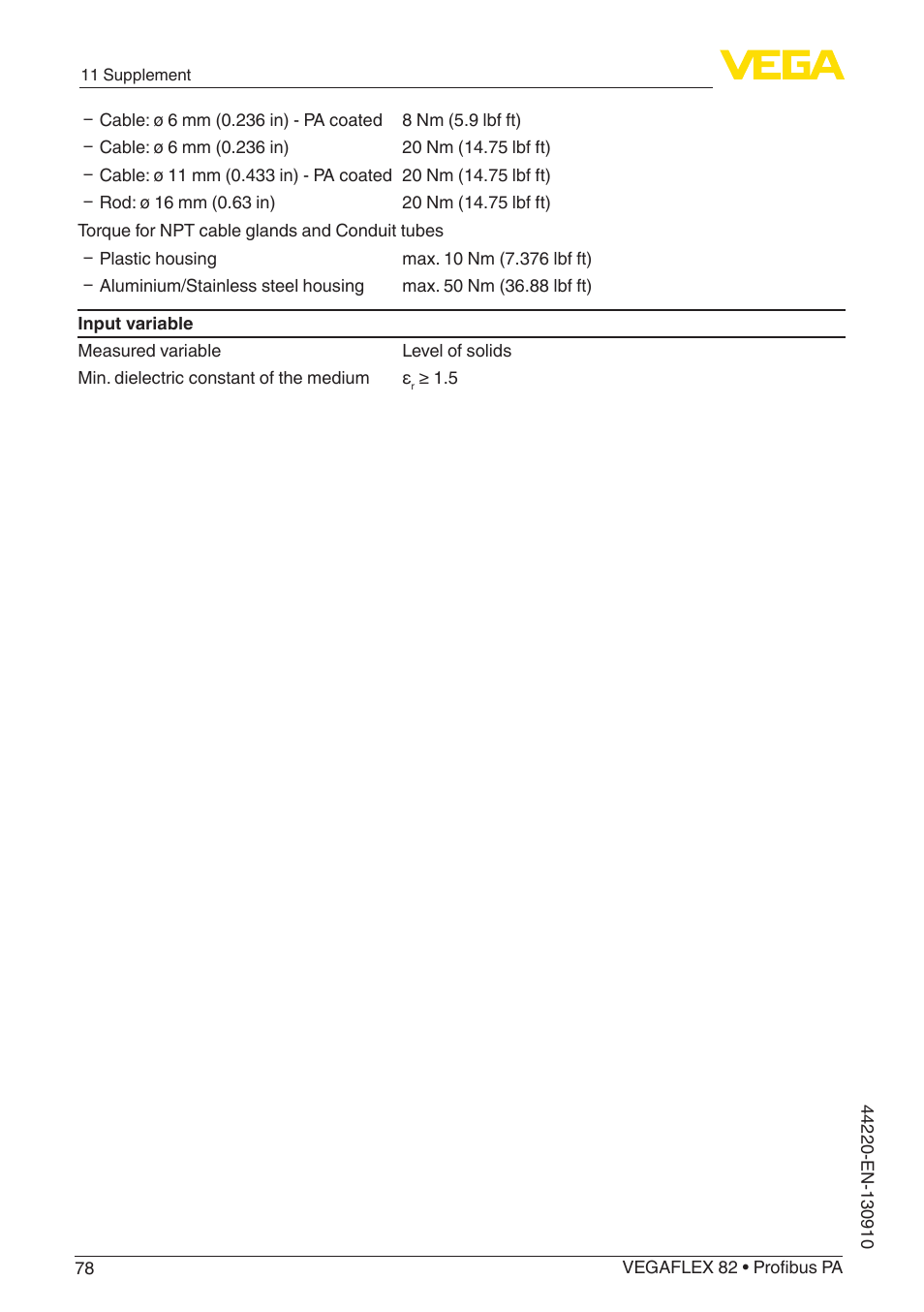 VEGA VEGAFLEX 82 Profibus PA User Manual | Page 78 / 100