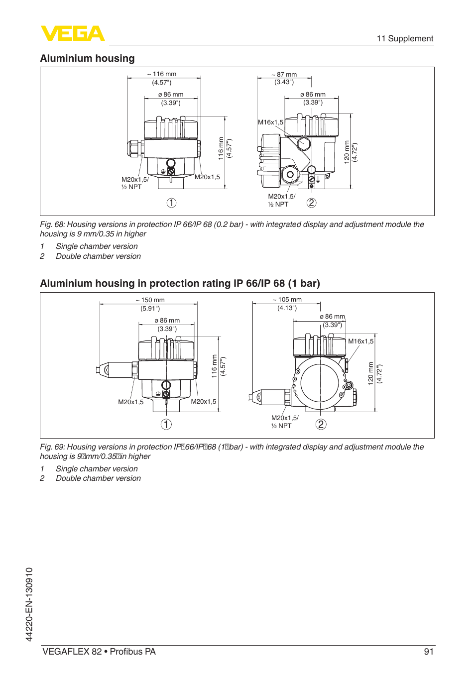 Aluminium housing | VEGA VEGAFLEX 82 Profibus PA User Manual | Page 91 / 100