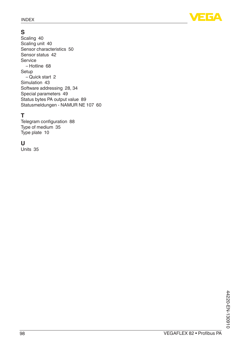 VEGA VEGAFLEX 82 Profibus PA User Manual | Page 98 / 100