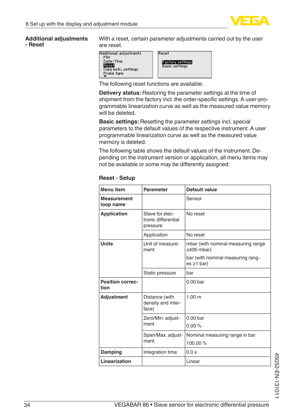 VEGA VEGABAR 86 Save sensor - Operating Instructions User Manual | Page 34 / 60