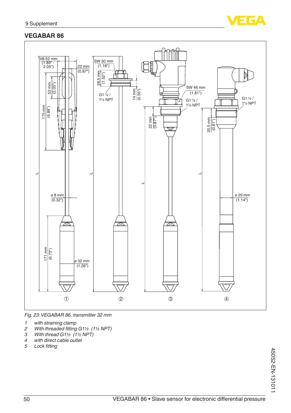 Vegabar 86, 9 supplement | VEGA VEGABAR 86 Save sensor - Operating Instructions User Manual | Page 50 / 60