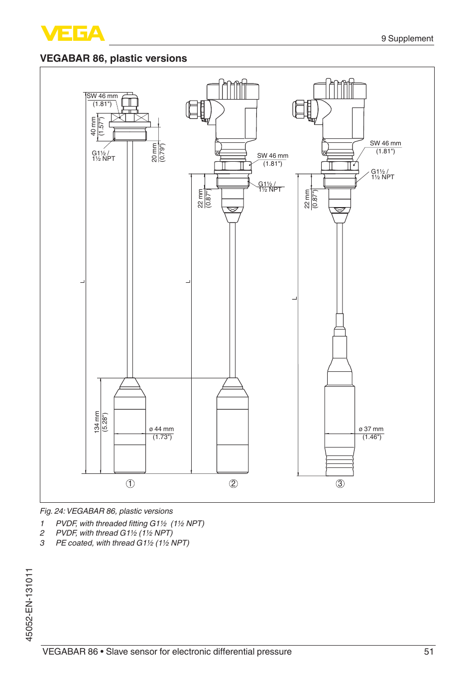 Vegabar 86, plastic versions, 9 supplement | VEGA VEGABAR 86 Save sensor - Operating Instructions User Manual | Page 51 / 60