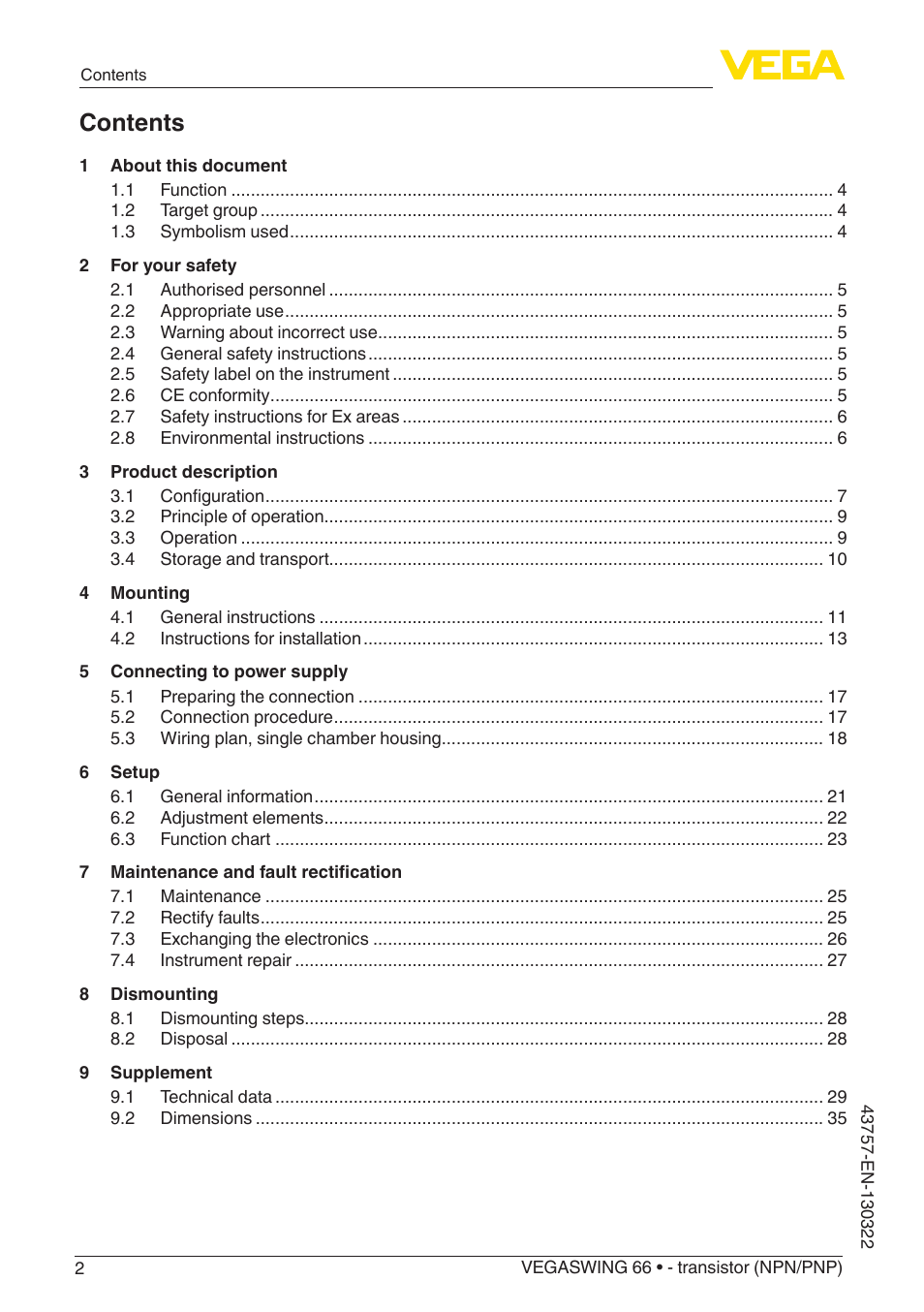 VEGA VEGASWING 66 - transistor (NPN-PNP) User Manual | Page 2 / 40