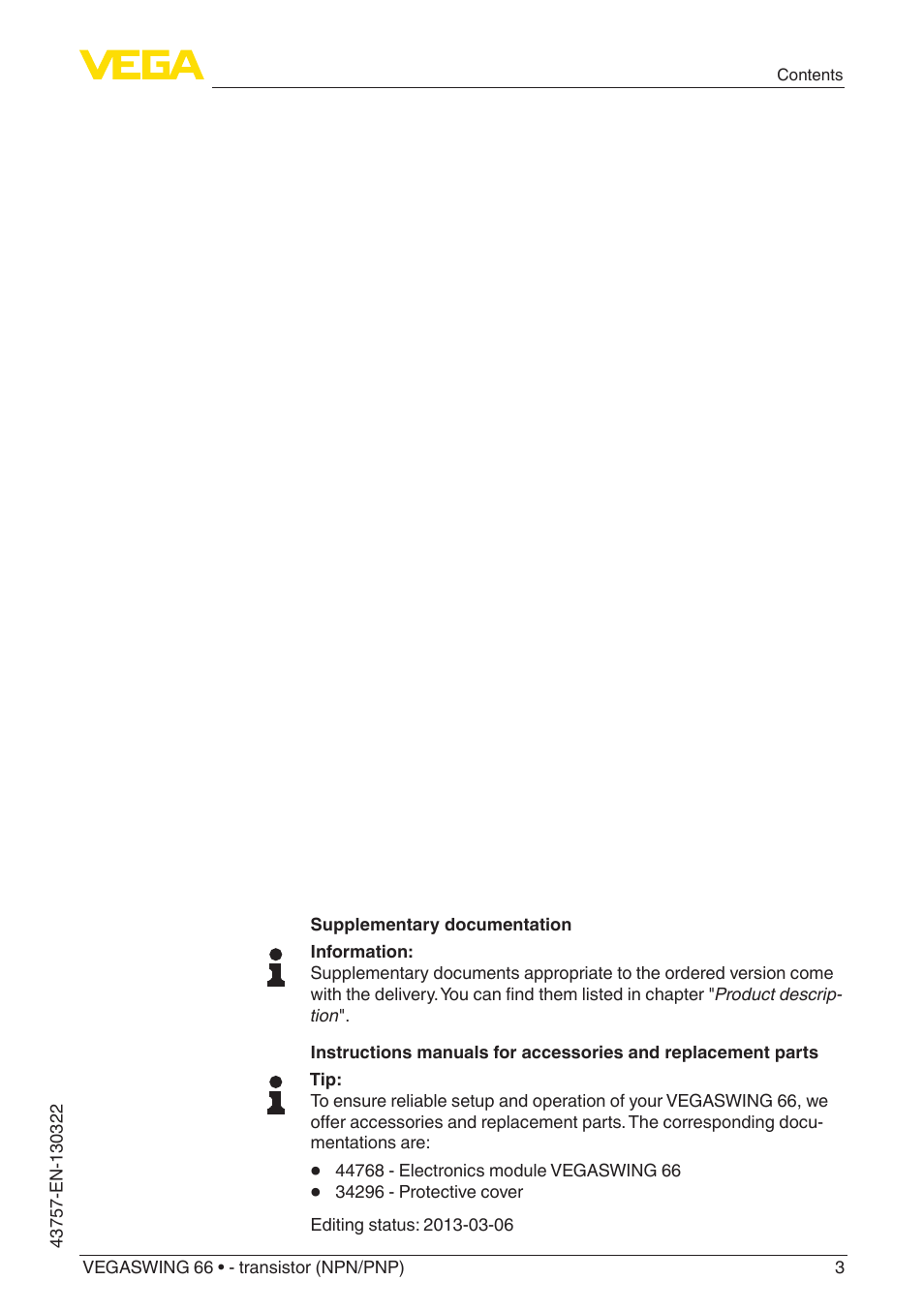 VEGA VEGASWING 66 - transistor (NPN-PNP) User Manual | Page 3 / 40