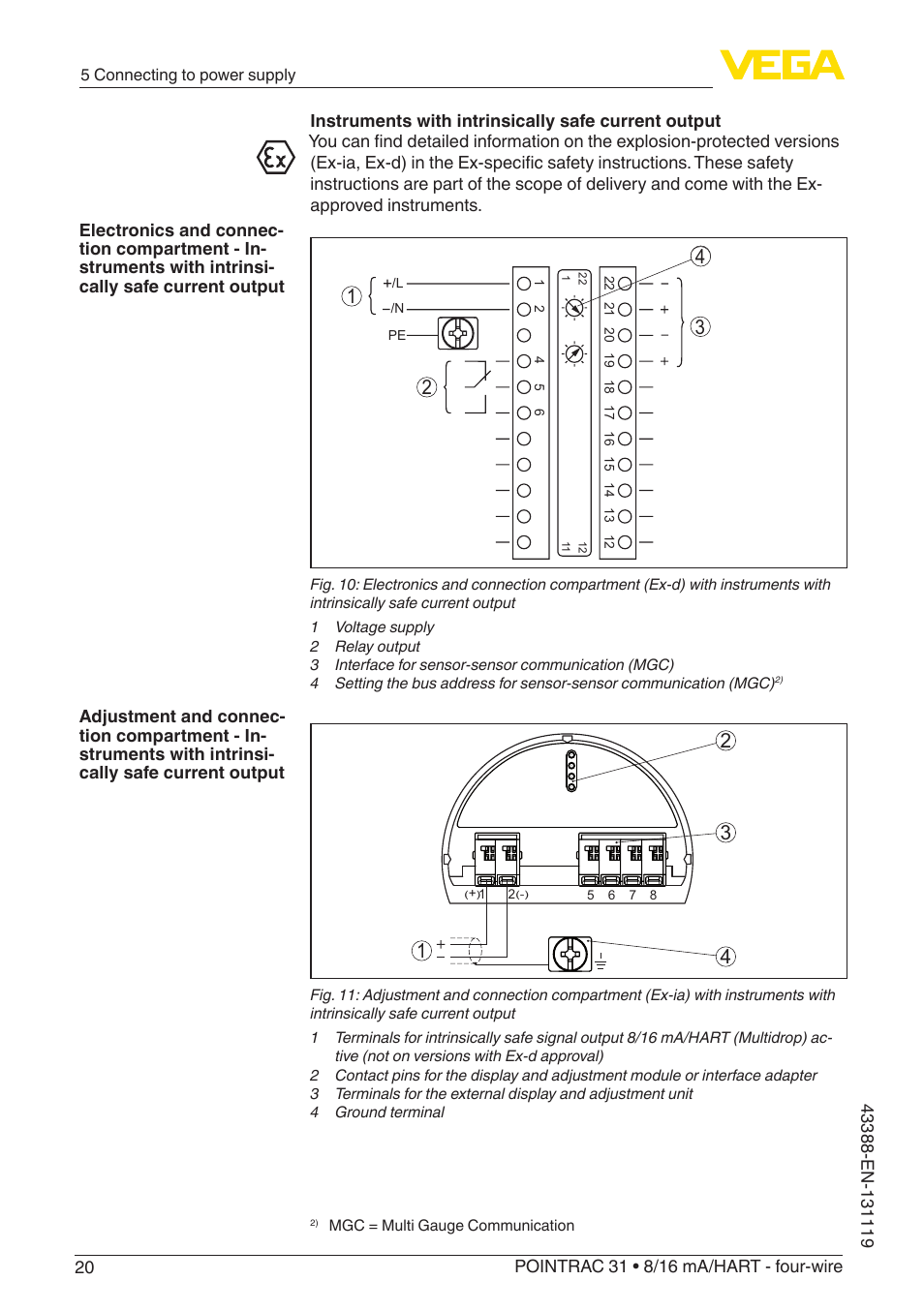 VEGA POINTRAC 31 8_16 mA_HART - four-wire With SIL qualification User Manual | Page 20 / 60