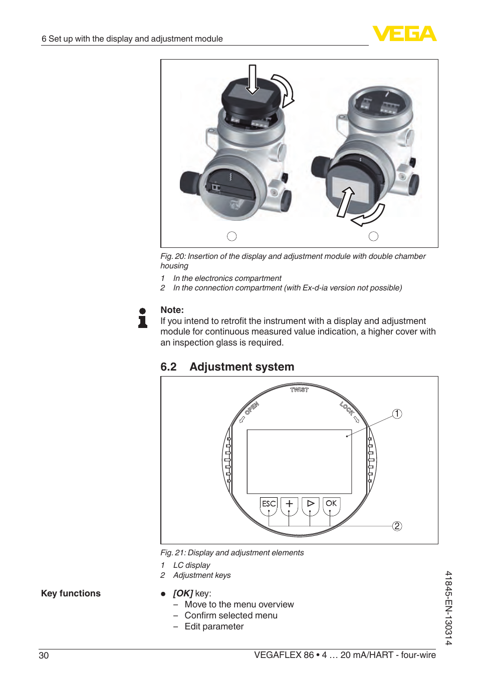 2 adjustment system | VEGA VEGAFLEX 86 4 … 20 mA_HART - four-wire User Manual | Page 30 / 92