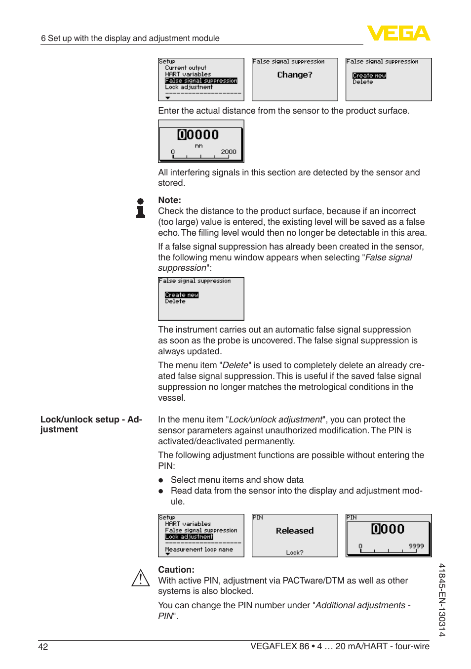 VEGA VEGAFLEX 86 4 … 20 mA_HART - four-wire User Manual | Page 42 / 92