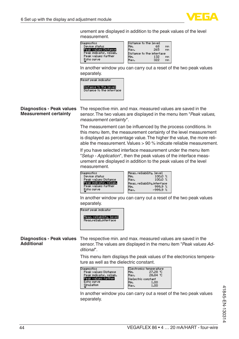 VEGA VEGAFLEX 86 4 … 20 mA_HART - four-wire User Manual | Page 44 / 92
