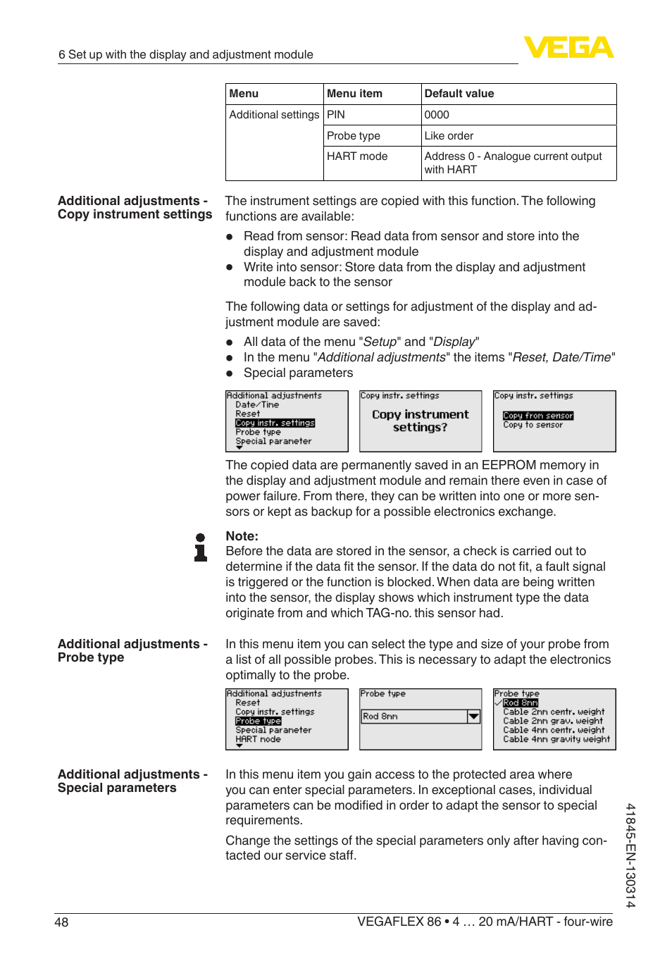 VEGA VEGAFLEX 86 4 … 20 mA_HART - four-wire User Manual | Page 48 / 92