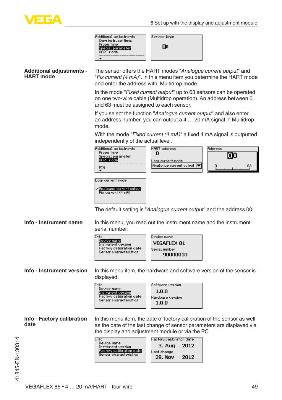 VEGA VEGAFLEX 86 4 … 20 mA_HART - four-wire User Manual | Page 49 / 92