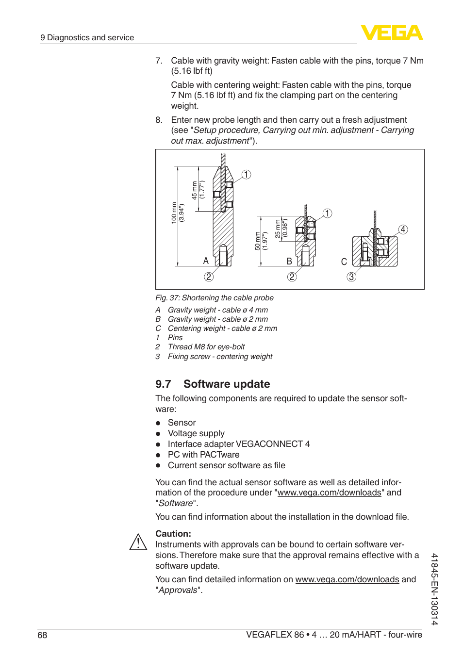 7 software update | VEGA VEGAFLEX 86 4 … 20 mA_HART - four-wire User Manual | Page 68 / 92