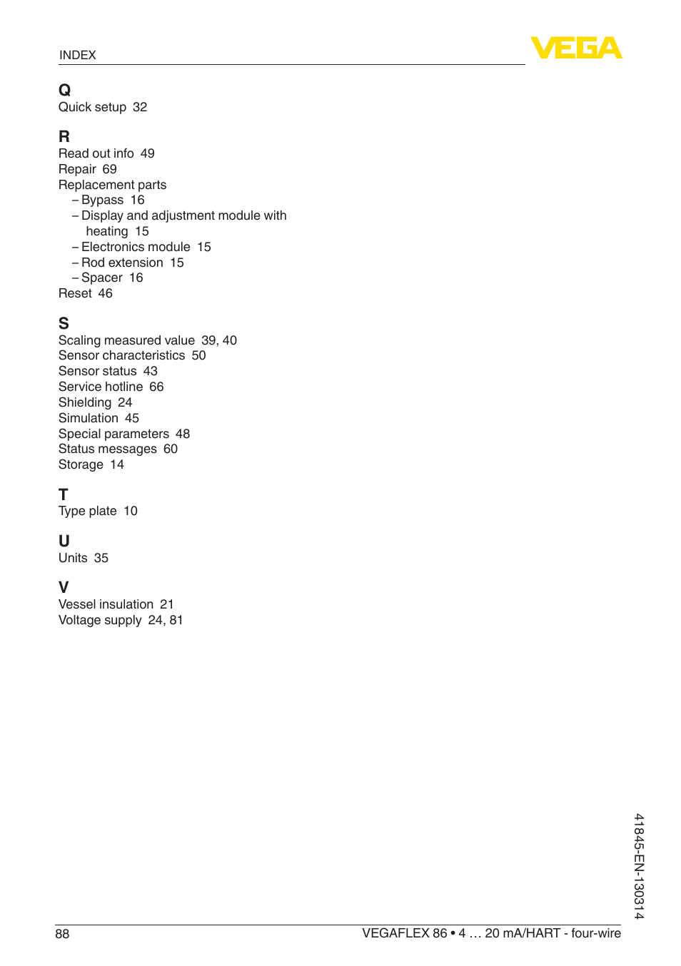 VEGA VEGAFLEX 86 4 … 20 mA_HART - four-wire User Manual | Page 88 / 92