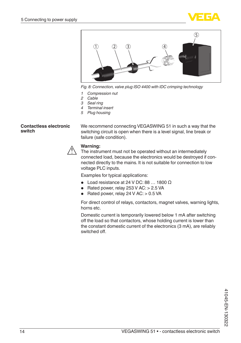 VEGA VEGASWING 51 - contactless electronic switch User Manual | Page 14 / 32