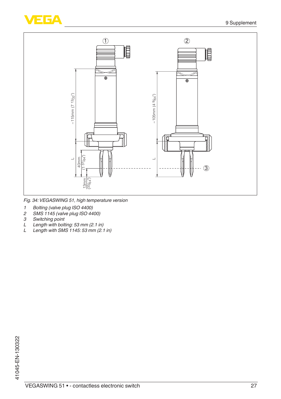 9 supplement | VEGA VEGASWING 51 - contactless electronic switch User Manual | Page 27 / 32