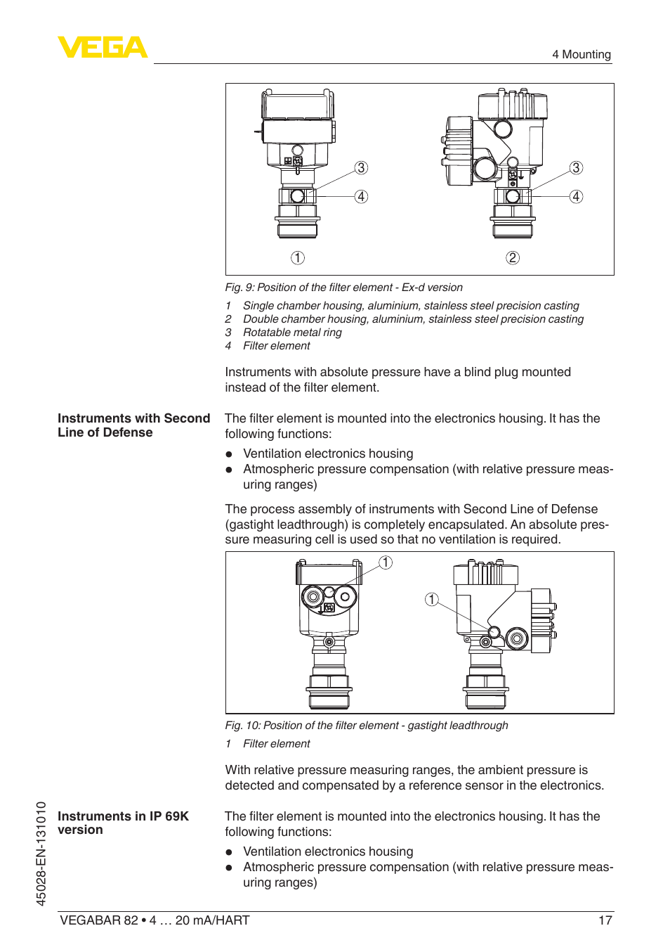 VEGA VEGABAR 82 4 … 20 mA_HART - Operating Instructions User Manual | Page 17 / 88